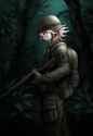 1boy, solo, danganronpa (series), komaeda nagito, official art, outdoors, jungle s-1729326960