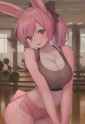 1girl, fur dataset, furry, furry female, rabbit girl, rabbit ears, pink fur, pin s-3306959607
