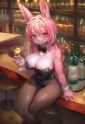 1girl, furry, furry female, rabbit girl, pink fur, pink hair, large breasts, pla s-193922515