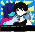 Kris feeds OMORI a ball of Moss @Mechwolf_