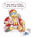 18718 - artist_line cat colored dialogue dog fish king_dedede kirby_(series) pig snake