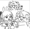 sheep girl and bunny girl share some grass