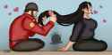 soldier_brushing_zhannas_hair_by_blackmoonrose13_daz1qtr