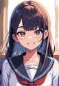 1girl, solo, school uniform, smile, pixel art, portrait, indoors, classroom, pix s-2433419256