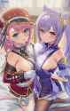 yande.re 1175022 asian_clothes charlotte_(genshin_impact) garter genshin_impact keqing megane no_bra pantyhose ponnyu12 symmetrical_docking yuri