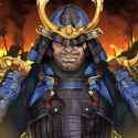 huge kabuto helmet, blue and black armor, wide helmet, unproportioned, wide helm s-1798172965