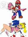Amy &amp; mario dance (also sonic kissing peach)
