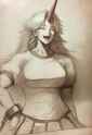 1girl, {{{sketch}}}, drawing, shading, large breasts, toned female, drawing, tou s-2999849270