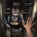 solo, realistic, location, inside, dark, night, shadows, window frame, balcony, s-2333381102