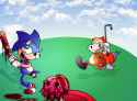 sonic playing with his bestie