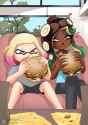 Off the Hook eating burgers