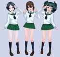 ooarai uniform shark kanade, maho, tomo