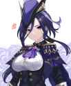 gelbooru.com 10976776 1girl absurdres artist_logo artist_name ascot black_corset blue_cape blue_hair full