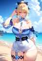 rule34.xxx 12277110 1boy 1girls ai_generated areolae bangs bare_shoulders beach belt blonde_hair blue_eyes full