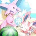 Summer Espeon and Sylveon