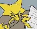 Alakazam reading the newspaper