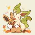 autumn eevee and leafeon