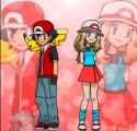 Ash and Serena in Red&#039;s and Leaf&#039;s clothes