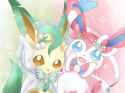 Springtime Leafeon and Sylveon