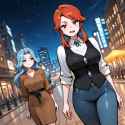 1233-official art, 2girls, duo, newest Kare-waiNSFWIllustrious_v110-37546648