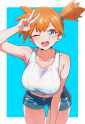 misty (pokemon), {huge breasts}, artist_ kamidan, very aesthetic, best quality, s-2594702456