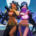 2girls, sugimori ken, guweiz, ciloranko, group picture, outdoors, 3__night__, mo s-2031927173