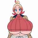 oekaki, hatching (texture), pale color, underboob, taunie (pokemon), gigantic br s-2202352949