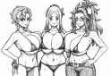 oekaki, hatching (texture), muted color, pale color, 3girls, orla (pokemon), bri s-3326987881