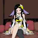 hatching (texture), 1girl, solo, valerie (pokemon), black eyes, korwa (cosplay), s-3292310895