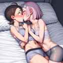 In bed, girl kissing, yuri, sex, nsfw, 2 girls, naked, {{{ken sugimori artstyle} s-4151506928