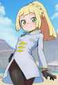 lillie (pokemon), kamidan, wagashi (dagashiya), blush, standing, cowboy shot, ma s-3557216364