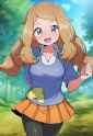 serena (pokemon), kamidan, wagashi (dagashiya), blush, standing, cowboy shot, em s-1015935562