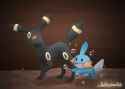 197 258 Mudkip tugging at leg @WolfHuntressArt DA