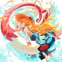 __cynthia_and_milotic_pokemon_and_1_more_drawn_by_ffccll__588ec290a24d97ba2e2eb9dbf8e0b417