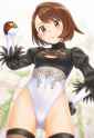 1girl, pokemon, Gloria (pokemon), 2b (nier_automata) (cosplay), black dress, spl s-2773923030