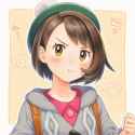 1girl, Gloria (pokemon), grey coat, pout s-1088927160