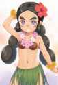 1girl, Hapu (pokemon), coconut bra, hula skirt, grass skirt, flower necklace, da s-1656544655