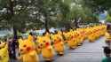 Yellow army parade through an occupied city