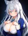 47725-lumituber, white hair, blue eyes, wolf ears, seductive smile, la s-3042657280