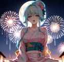 05386-4234571385-obj shep, mamaloni, rei _(sanbonzakura_), (honjou raita_0.65), 1girl, ClaraKaminari, updo, flower ribbon, blue eyes, blue hair,