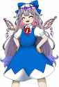 artist_zun, zun (style)_1girl, kouseki bijou, cirno (cosplay), hand on own hips, s-2507915161
