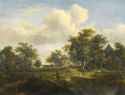 meindert_hobbema_-_a_woodland_glade_with_cottages__circa_1663
