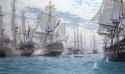 john_steven_dews_-_the_battle_of_trafalgar__h_m_s_victory_breaking_the_enemy_line_and_raking_the_stern_of_the_french_flagship_as_she_goes_through