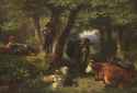 friedrich_voltz_-_shepherd_children_in_the_forest_with_cows_and_sheep__circa_1850