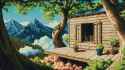 PixelArtCabinCreepyLandscapeWP