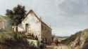 Camille Pissarro - The house by the road of campagne with figures 1856