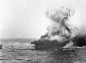 The USS Lexington explodes after being bombed by Japanese planes in the Battle of the Coral Sea in May of 1942. More than 200 of the carrier’s 2,951-man crew went down with the ship.jpg