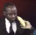 what&#039;s he doing with the banana