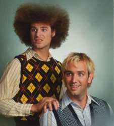 matt stone and trey parket left to right curly hair