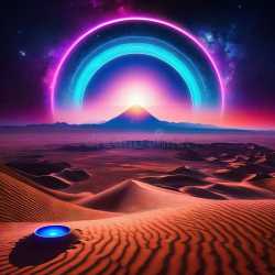 surreal-psychedelic-trippy-desert-mountain-galaxy-landscape-neon-celestial-large-central-halo-circle-surreal-psychedelic-295452813